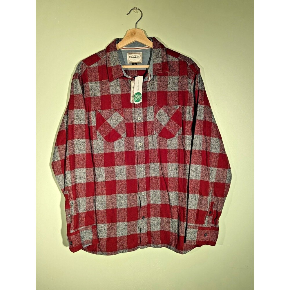 New With Tag Men's Flag & Anthem Red Flannel Shirt With Pockets Adult Size XL